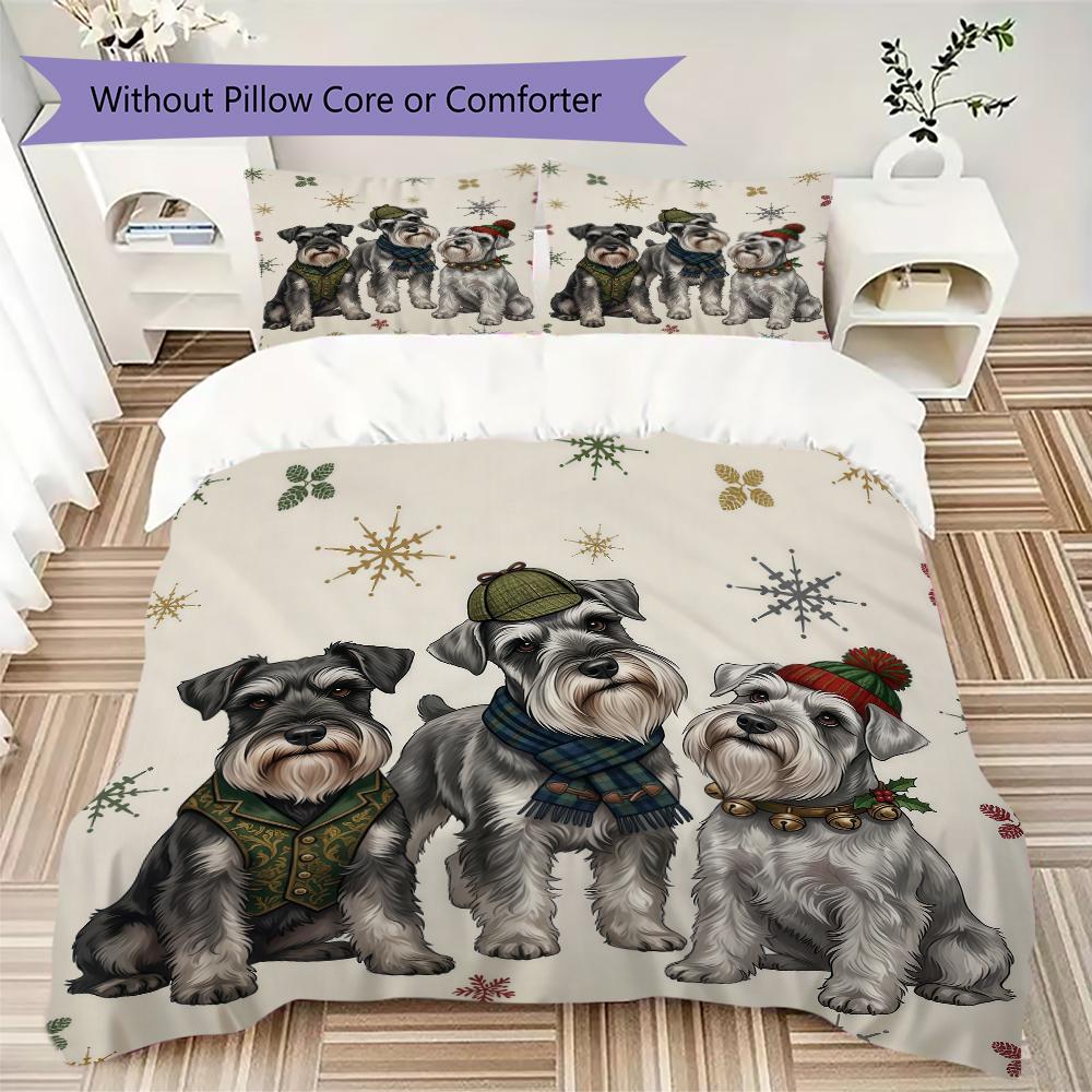 Holiday Canine Pattern Bedding uilt Set uilt Cover Pillowcase Home Decoration Birthday Gift (1 * duvet cover + 2 * pillowcase without core)_XIA