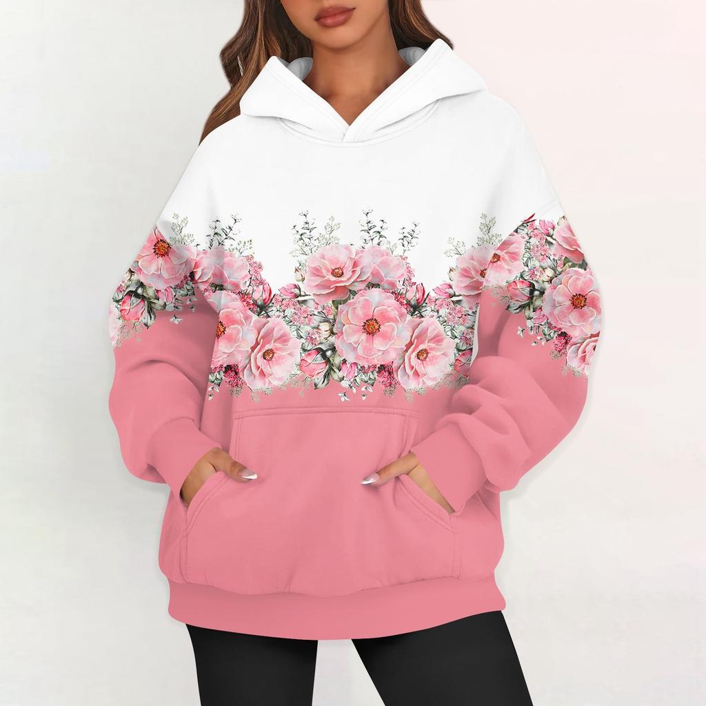 Женские худи оверсайз из флиса, толстовки с длинным рукавом, пуловеры с карманом