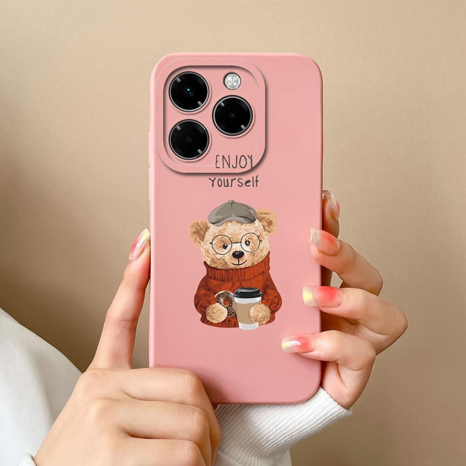 Чехол с милым медведем для Infinix Hot 50 Pro Plus 50i Note 40X Zero 40 Smart 9 4G 5G, милый силиконовый мягкий защитный чехол с узором заживления для Infinix New Capa