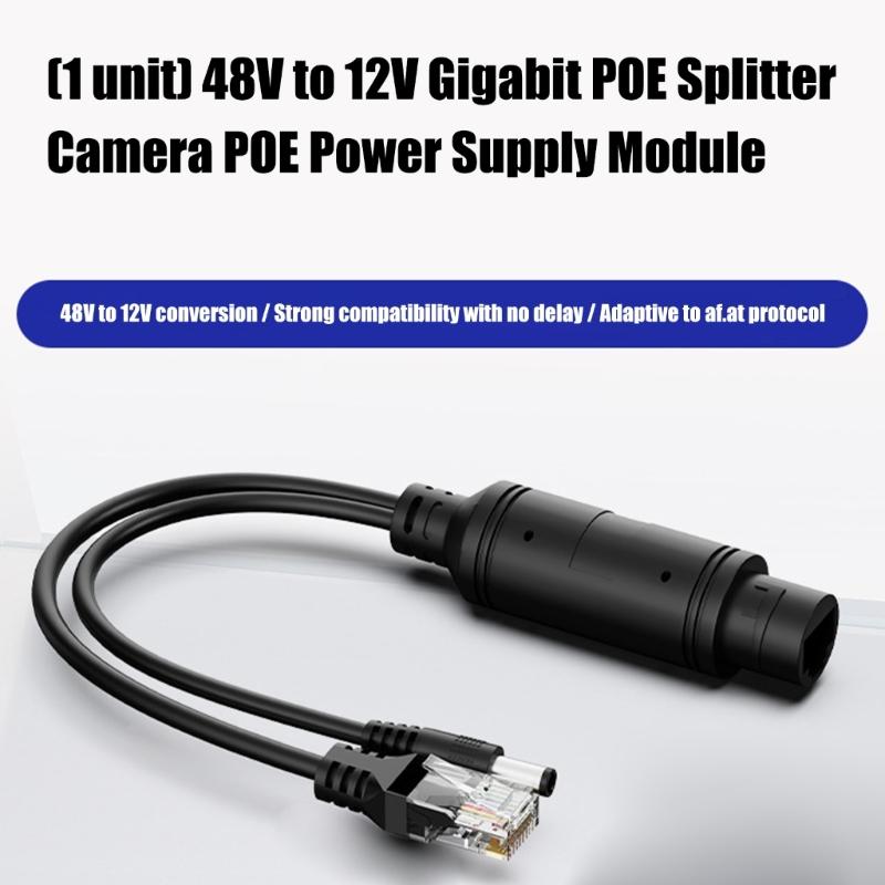48V to 12V Gigabit POE Splitter with Stable Internet Transmission Power Module Converter for CCTV Camera Power Supply
