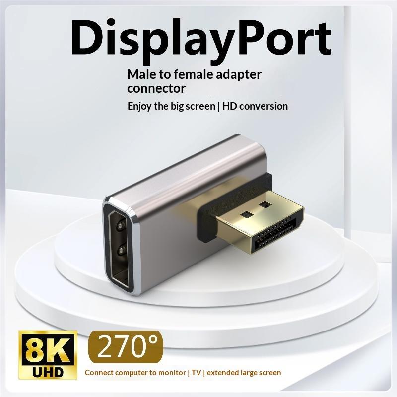 Угловой DP 1.4 Адаптер DisplayPort Папа-Мама 90-градусный Разъем для Подключения Домашнего Офисного ПК Ноутбука Монитора
