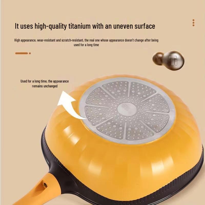 Вок Myballe из титана с антипригарным покрытием и пароваркой: Маслосберегающий, Меньше дыма, Совместим со всеми плитами