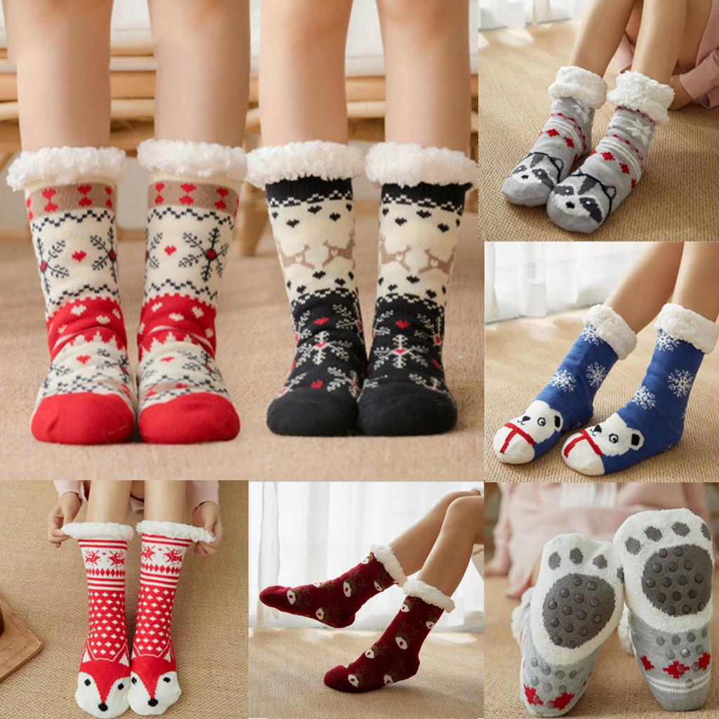 Christmas Women Cotton Socks Print Thicker Anti-slip Floor Socks Carpet Socks