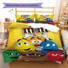 Постельное белье с узором M&M's, Комплект с одеялом, Пододеяльник, Наволочка, Домашний подарок на день рождения (1 пододеяльник + 2 наволочки, без наполнителя)
