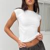 Sexy Backless Sexy Crop T-shirts Women Fashion Short Sleeve Slim Fit White Tee Tops Y2K Tshirt Woman Solid Color Round Neck Tshirts 82