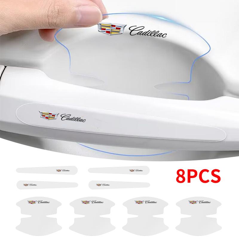 8Pcs Transparent Car Door Handle Bowl Decoration Badge Sticker for Cadillac Escalade CTS CT5 XT5 XTS XLR BLS SLS STS SRX Deville