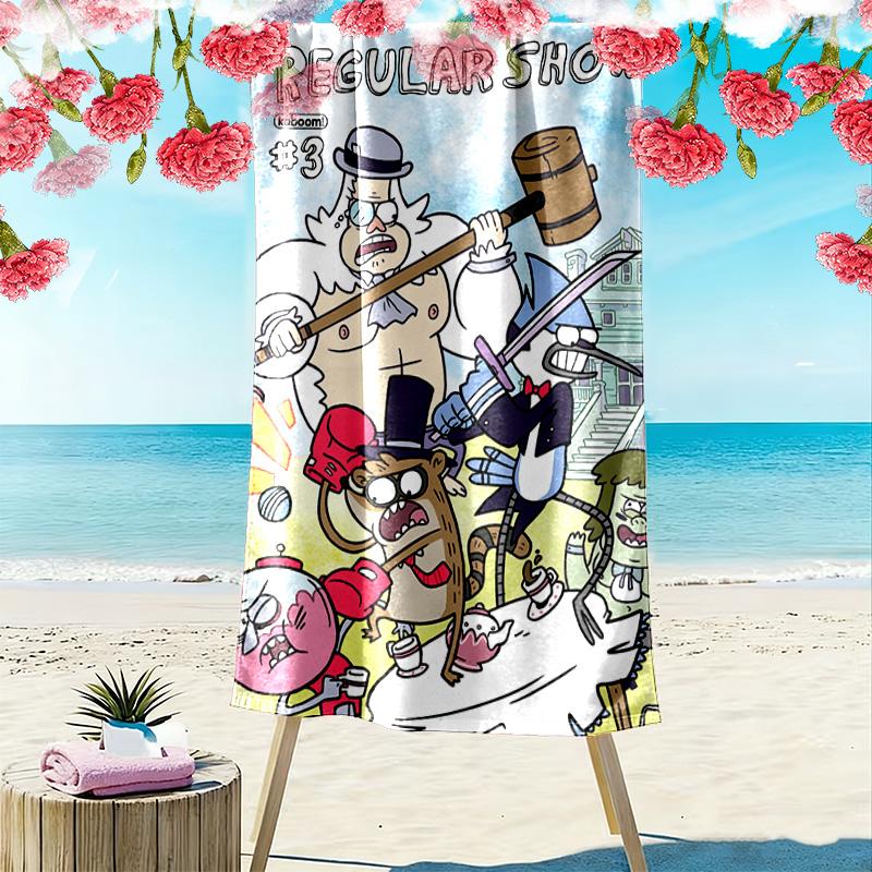 Qu-Xiu Regular cartoon print 2D Flat Print Beach Towel, Large Soft Quick Dry Towel for Beach Camping SwimmingZSTJ0915342