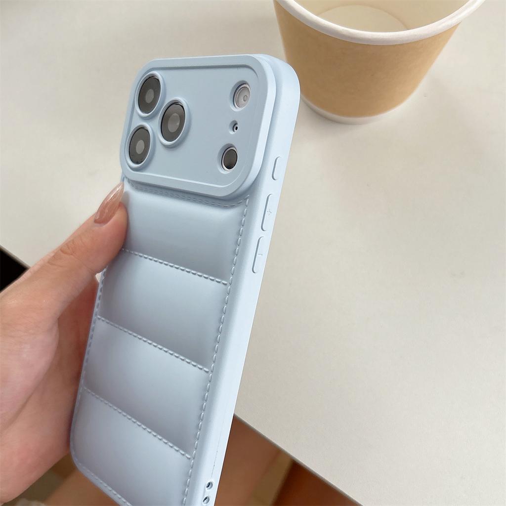 Мягкая пуховая куртка Силиконовый чехол для телефона для IPhone 17 Air 16E 16 15 14 13 12 11 Pro Max 16 Plus Ударопрочный чехол с защитой камеры