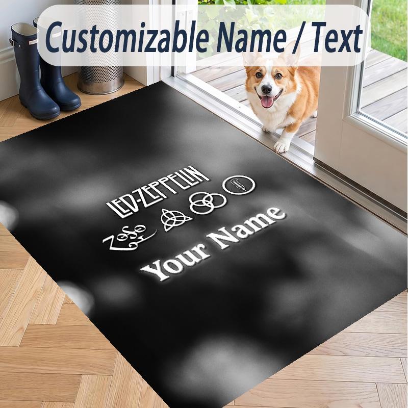 Custom Text Printed Rug Led Zeppelin Non Slip Floor Carpet For Home Room Decor