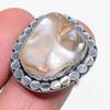 Natural Biwa Pearl Gemstone 925 Sterling Silver Jewelry Ring Size 6.5 h4M64