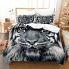3D Tiger Bedding Set King Queen Full Twin Size Brown Animal Duvet Cover Jungle Wildlife Comforter Cover Polyester Quilt Cover