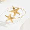 Luxury Metal Starfish Open Bracelet - Women's Fashionable & Unique High-End Arm Cuff Jewelry
