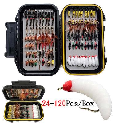 24-120 шт. набор мушек для рыбалки нахлыстом, сухие влажные мухи, рыболовная приманка, искусственная наживка для нимфы, форели, окуня, синяя жаберная муха, комбинированная приманка