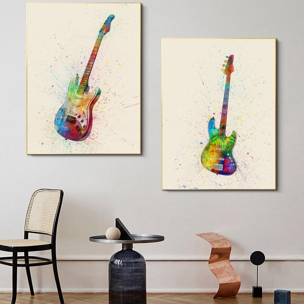 New Graffiti Art Musical Instrument Canvas Painting Wall Art Saxophone Guitar Violin Poster Living Room Home Decoration Mural No Frame