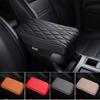 PU Leather Car Armrest Mat Center Console Wave Embroider Car Seat Box Protection Cushion Pillow Cover Protective Car