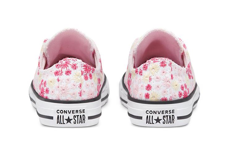 Converse Кеды Chuck Taylor All Star Low top Детские Канвас Вышивка Розовый Белый 671287C