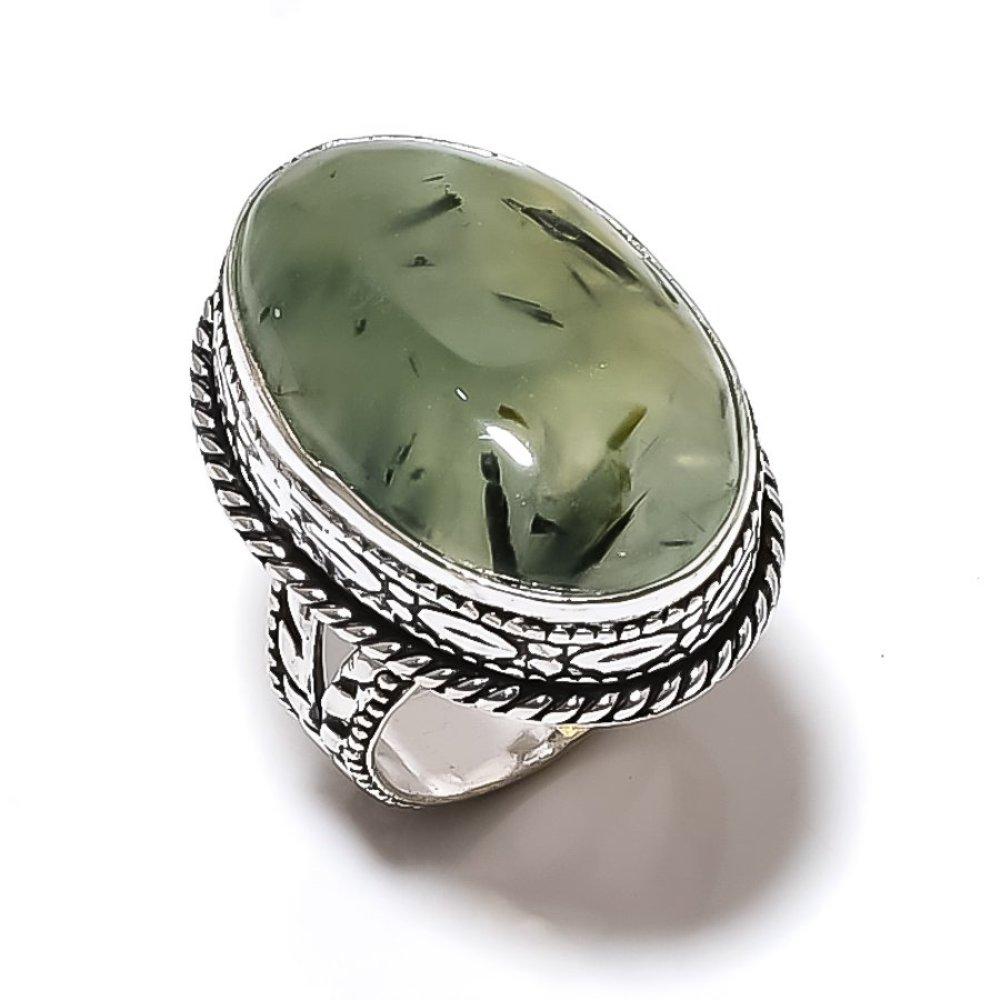 Prehnite Handmade 925 Sterling Silver Jewelry Ring Size 7 K2E48