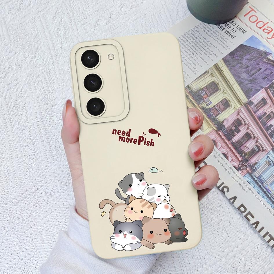 Case For Samsung Galaxy S22 S23+ S20 S21 Plus Ultra S 20 21 Cute Cat Owl Pattern Protective Liquid Square Silicone Case Bumpers For Samsung S23 Fundas