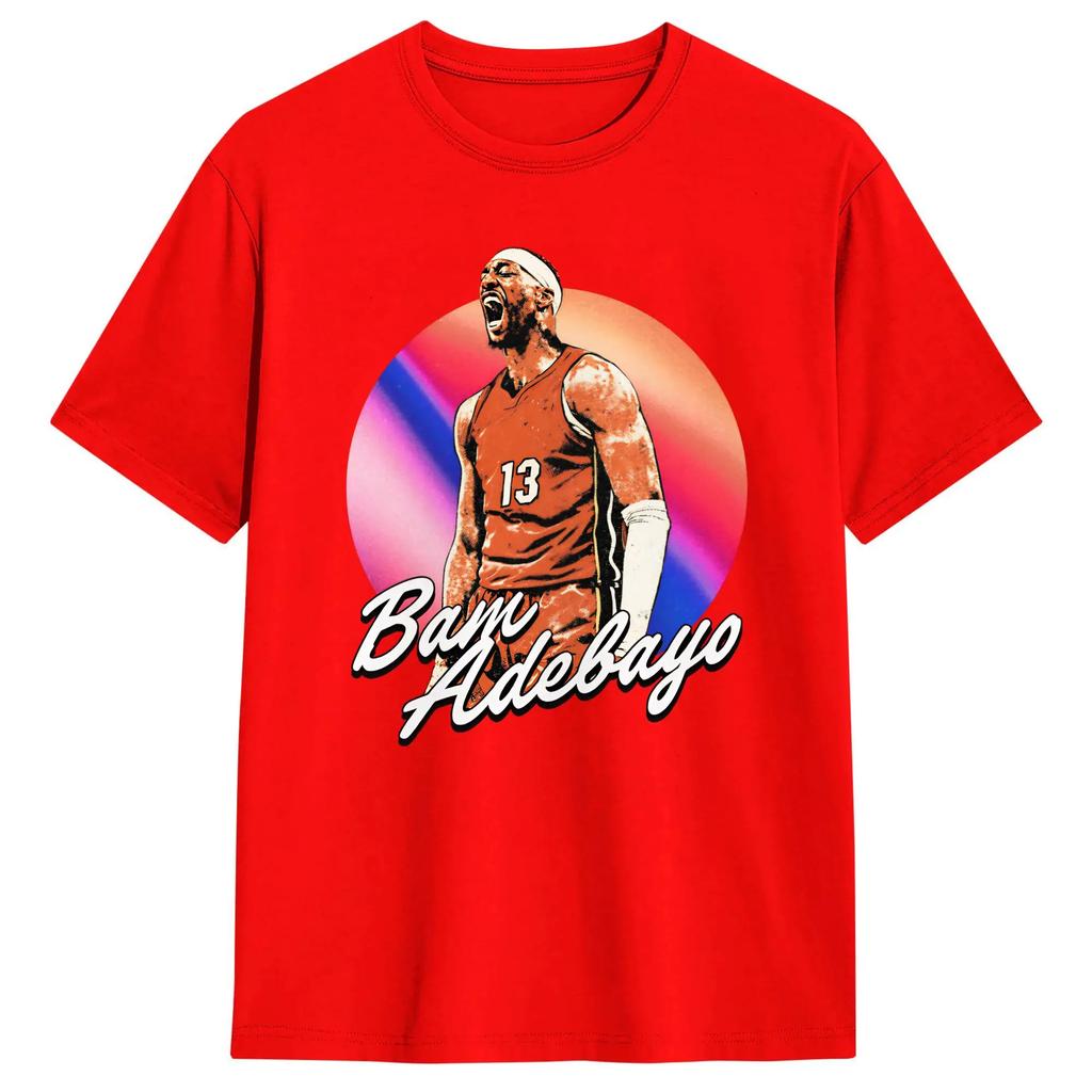 Bam Adebayo T-Shirt for Men Novelty Pure Cotton Tee Shirt Round Collar Short Sleeve T Shirts Birthday Present Tops