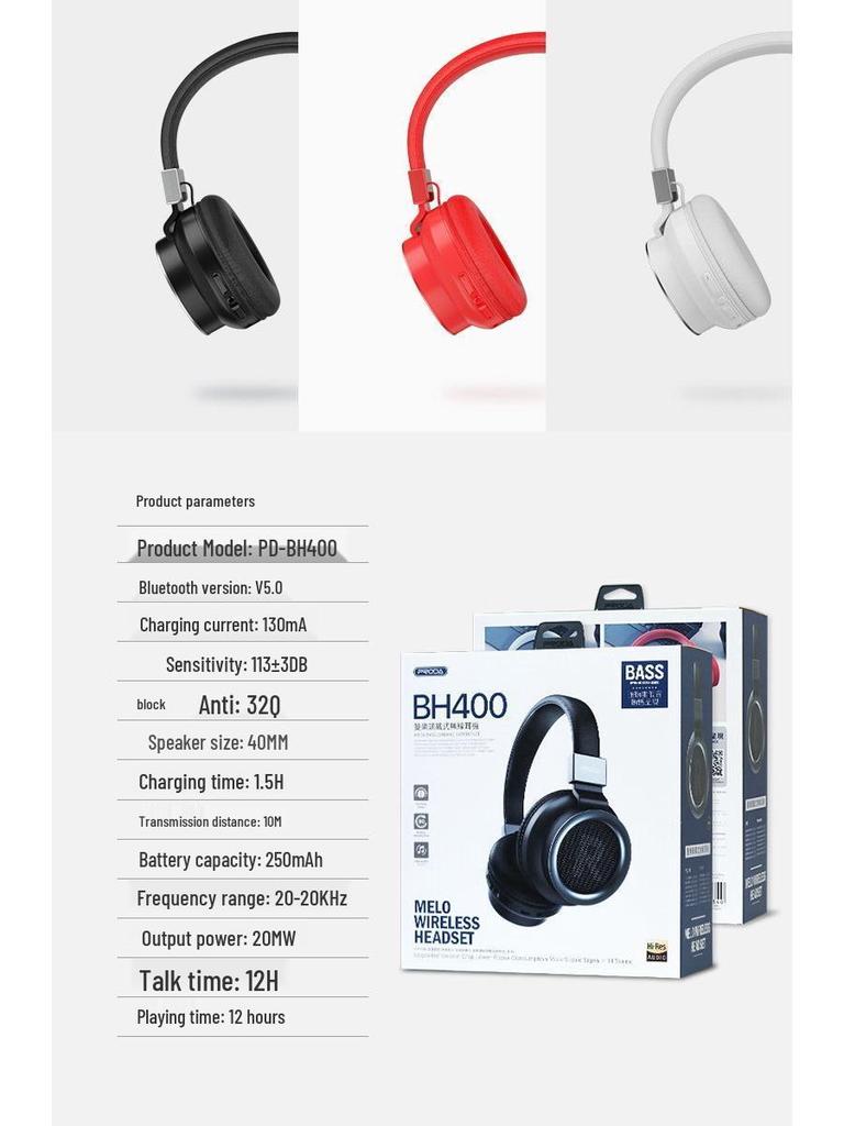 AZEADA Jidairen Bluetooth 5.0 Foldable Wireless Over-Ear Headphones with Long Battery Life for Music and Calls