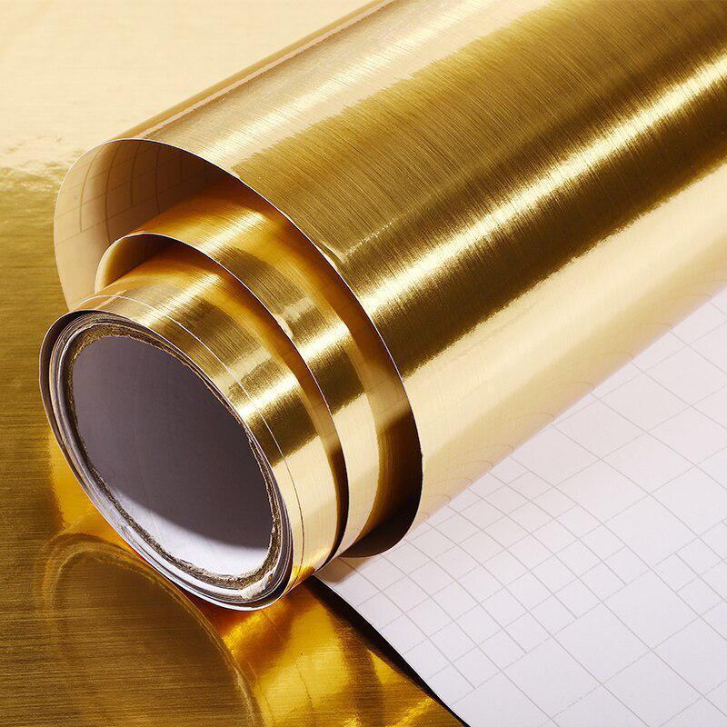 Обои в металлическом стиле, декоративная пленка для очистки и наклеивания, матовая серебряная/золотая контактная бумага, ПВХ, водонепроницаемая, бытовая техника, наклейка «сделай сам»