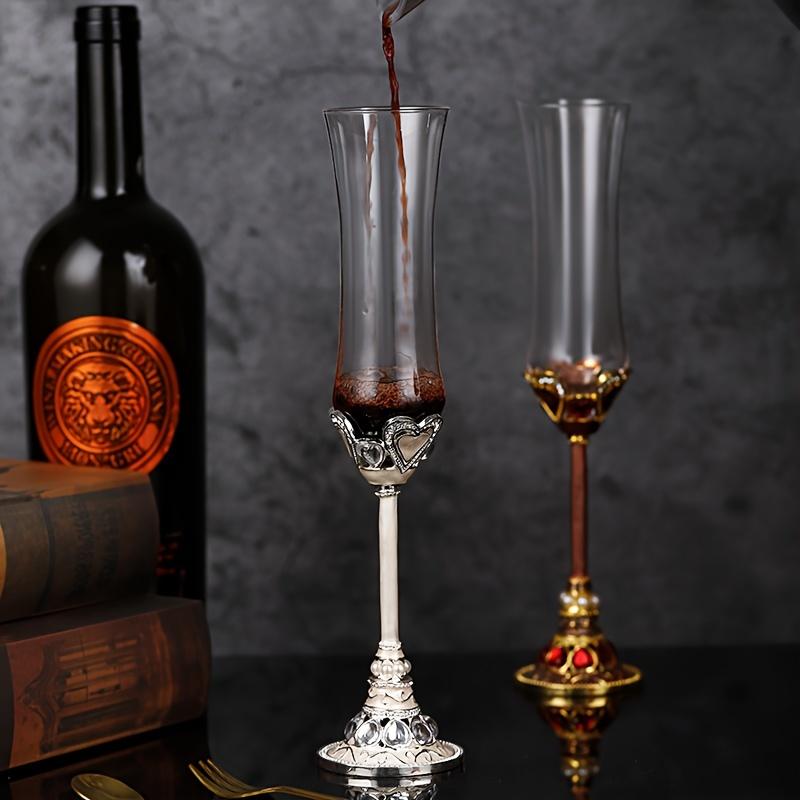 Бокал для шампанского с металлической ножкой, бессвинцовый хрустальный бокал для шампанского, винтажный бокал для шампанского премиум-класса для бара, паба, клуба, ресторана и домашнего использования Drinkw