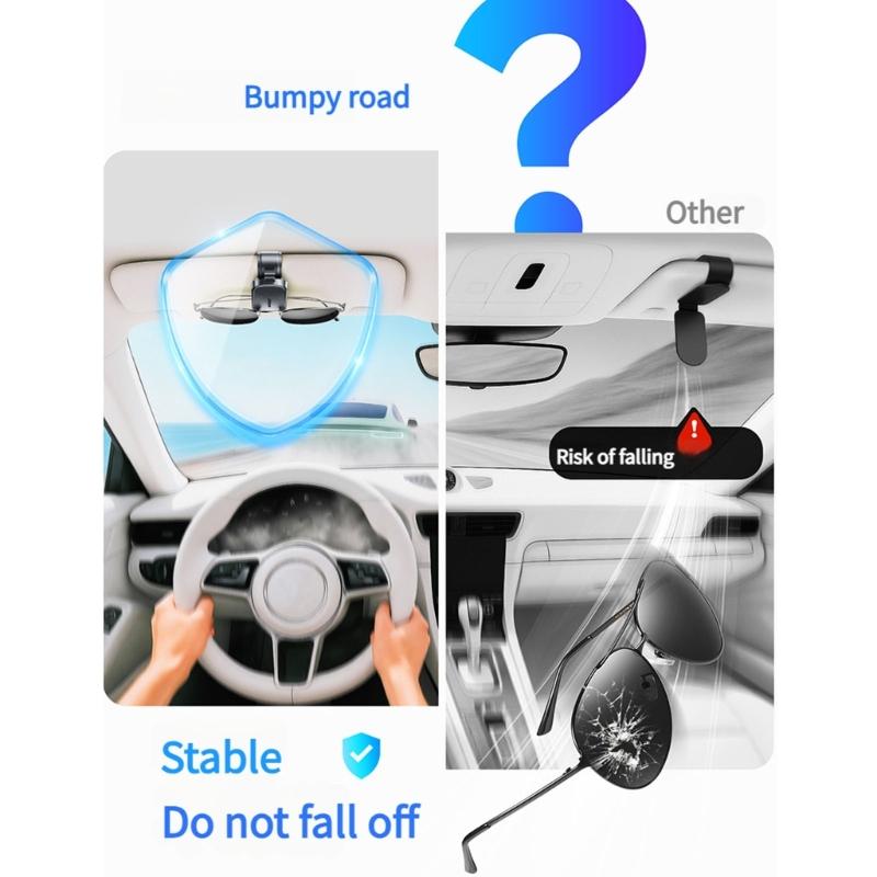 Magnetic Leather Eyewear Holder Sunglass Clip Suitable For Car Visors Secure ABS PC Design Easy Installation Universal