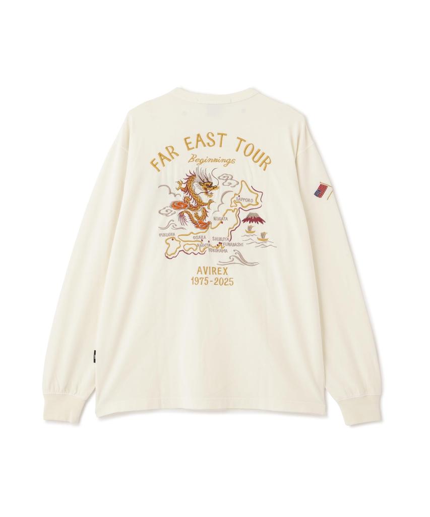 AVIREX SOUVENIR COLLECTION WASHED T-SHIRT "FAR EAST TOUR" men's XL 033 white 783-5230032