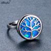 Кольца Blaike Vivid Life Tree с белым/голубым огненным опалом для женщин и мужчин, кольцо из стерлингового серебра 925 пробы, ювелирные украшения, радужный камень, подарки