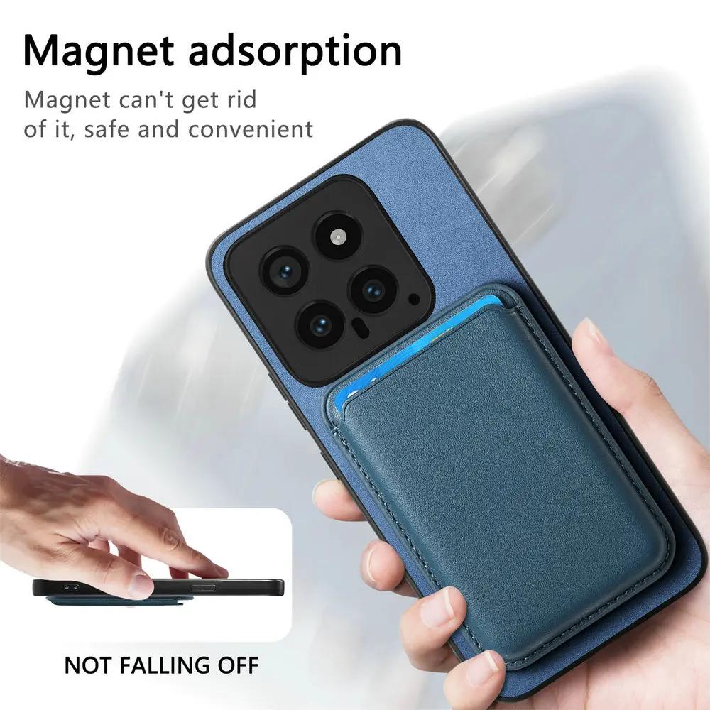 Для Magsafe Magnetic Leather Case для Xiaomi 14T Pro 14 T 13T 14ultra Magnet Detachable 2 In 1 Wallet Card Pocket Cover для Mi 14Tpro 13 T Pro
