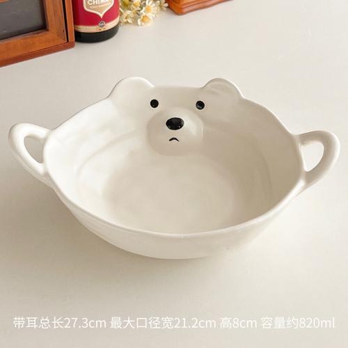 Необычная керамическая миска Милый маленький медведь и свинья Керамическая посуда Миска для завтрака с мультяшными хлопьями Йогуртовая миска Бытовая бинауральная миска