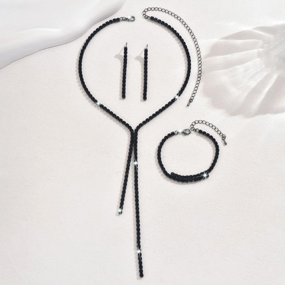 Набор ювелирных изделий из 4 шт. со сверкающими стразами Изысканный набор с кристаллами Свадебная вечеринка