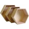 3 étagères hexagone en bois