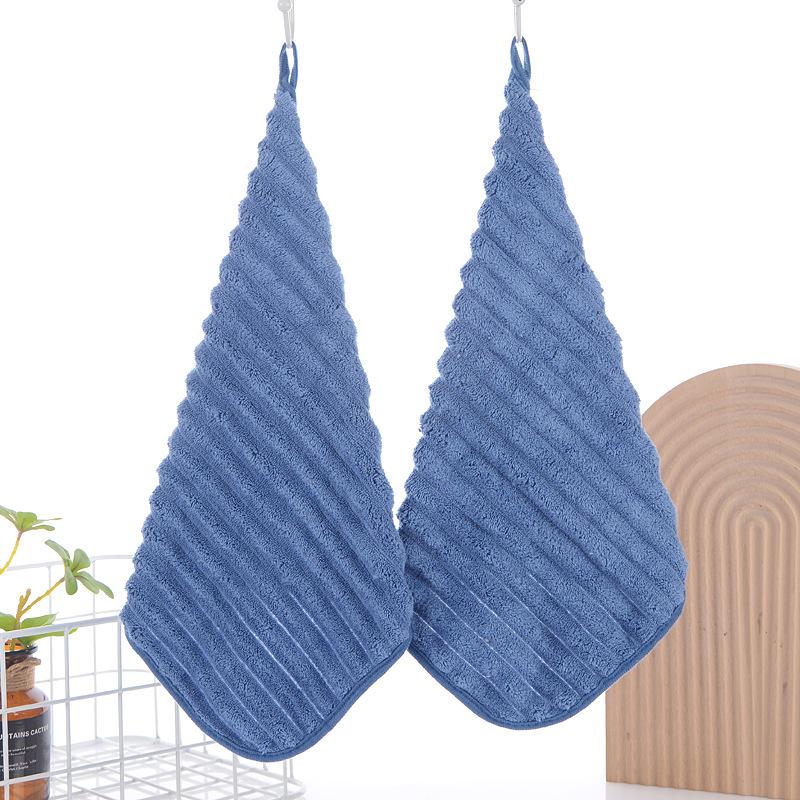 Candy Stripe Coral Fleece Quick-Dry Towel - Soft, Absorbent, Lint-Free, Hanging Hand Towel for Kitchen & Bathroom