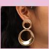 Elegant Metal Earrings With Geometric Shape And Gold Finish For Travel Keepsake