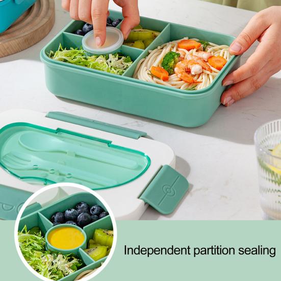 Ланч-бокс на 1350 мл с вилкой, ложкой, 5 отсеками, коробка для соуса, микроволновая печь, безопасный для пищевых продуктов, школьники, контейнер для еды Bento, кухонные принадлежности