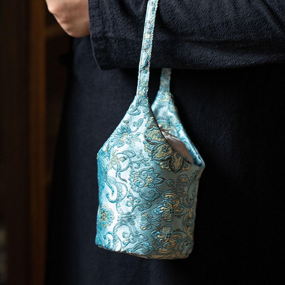 Сумка вышитая сумка с цветочным принтом на шнурке сумка-мешок карман сумка для хранения чайных инструментов фестиваль