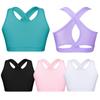 Kids Girls Cirss Cross BackCrop Top for Gymnastics Dance/Yoga/Running Light Support
