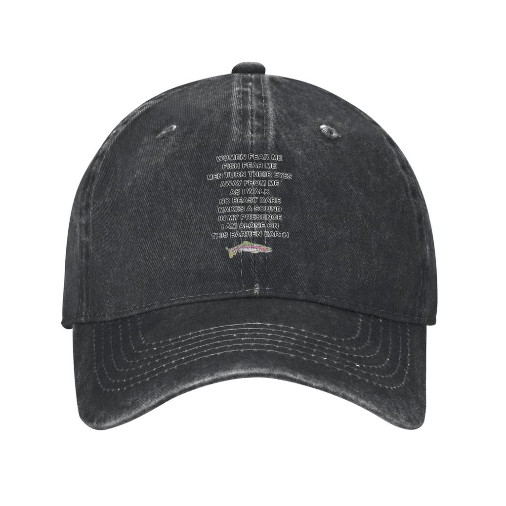 Women Want Me Fish Fear Me Meme Harajuku Style Baseball cap Portable Couples Denim Outdoor Hat
