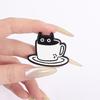 Эмалевые значки «Кофе с черным котом» на заказ «Кот», «Красное вино», «Молочный чай», броши, значки на лацкан, одежда, животные украшения, подарок для детей, друзей