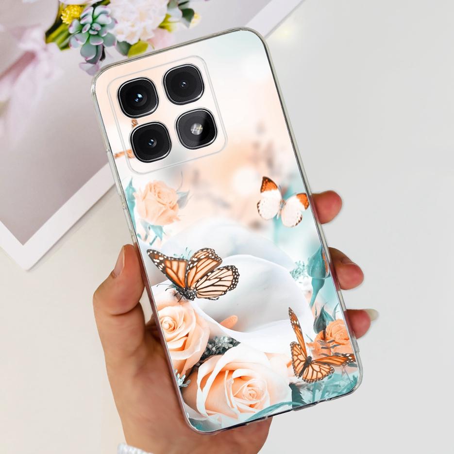 Чехол для Xiaomi 14T Pro Стильный чехол с рисунком цветов 6,67'' Прозрачный силиконовый чехол для телефона Для Xiaomi Mi 14T 14TPro Mi14T Мягкий чехол