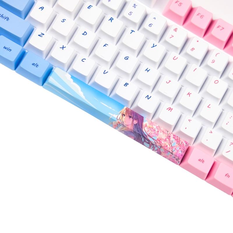 118 клавиш/комплект OEM-профиль Blue Girlish Keycap для механической клавиатуры PBT Dye Sublimation для клавиш Лучший подарок для