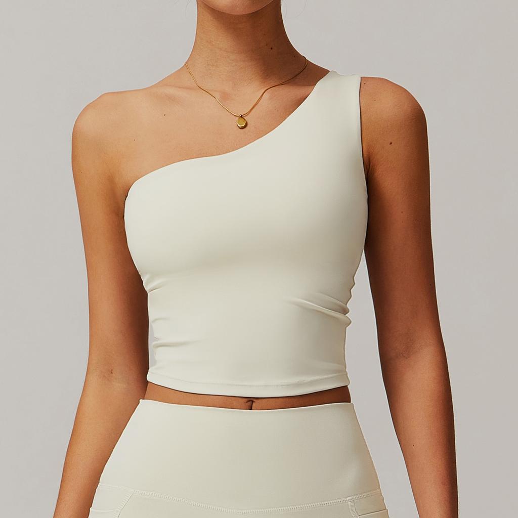 Новый спортивный топ для йоги с косым плечом и талией, вдохновленный облаками, быстросохнущее спортивное формирующее белье, жилет для бега и фитнеса для женщин