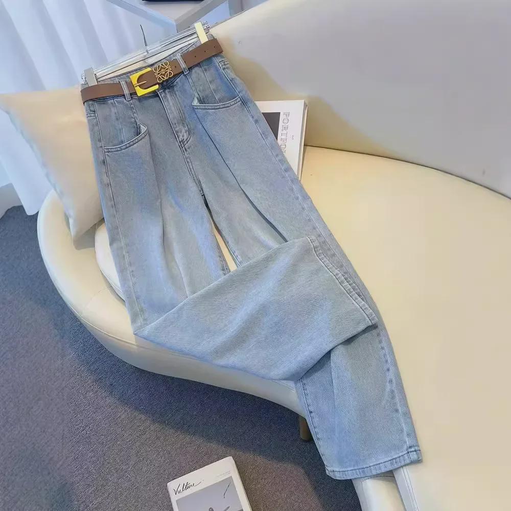 Женские джинсы с высокой талией и широкими штанинами весна/осень 2024 г.