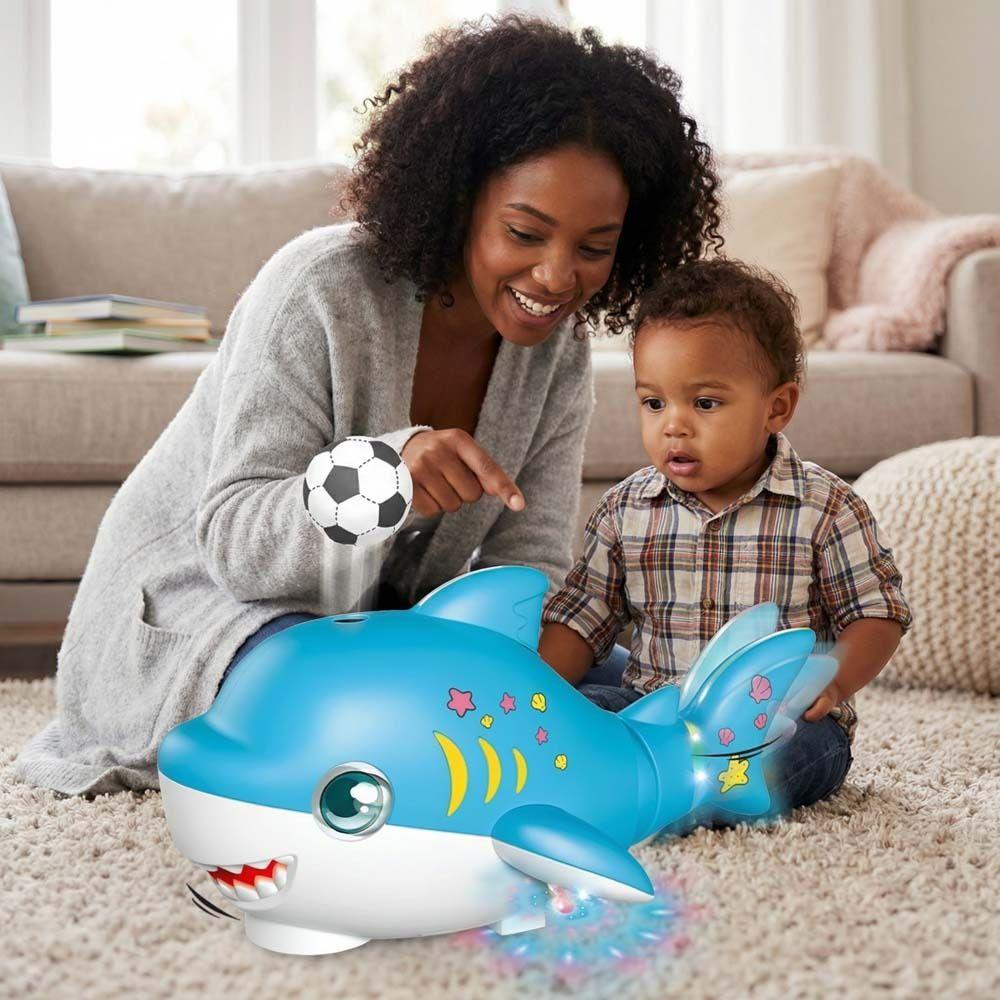 Mini Electric Swivel Shark Toy Portable Sensory Baby Toy Floating Ball Blowing Toy Children's Toys