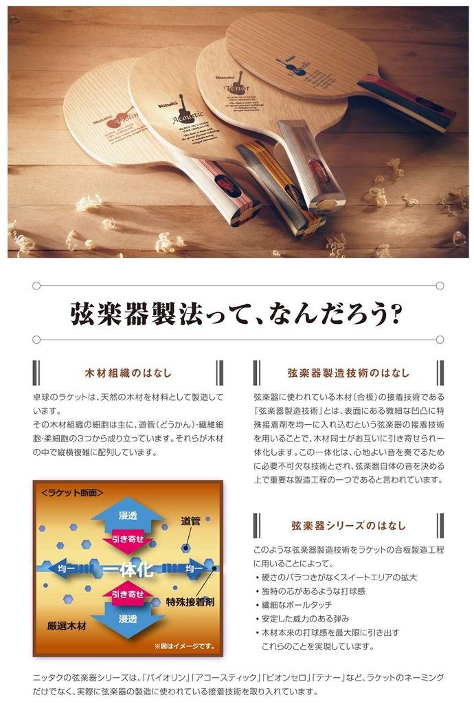 Nittaku Table Tennis Racket Violin Shakehand Attack 5 Pieces Plywood Flare NE-6757