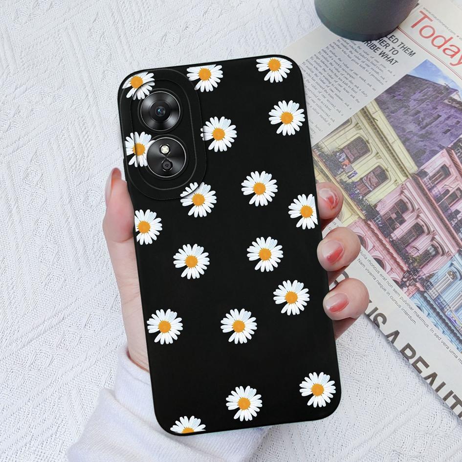Для OPPO A52 A35 A17 A17K A16 A15 A15S чехол красивый квадратный жидкий силиконовый чехол с изображением подсолнуха и ромашки для OPPOA17 OPPOA15, бампер Fundas Coque