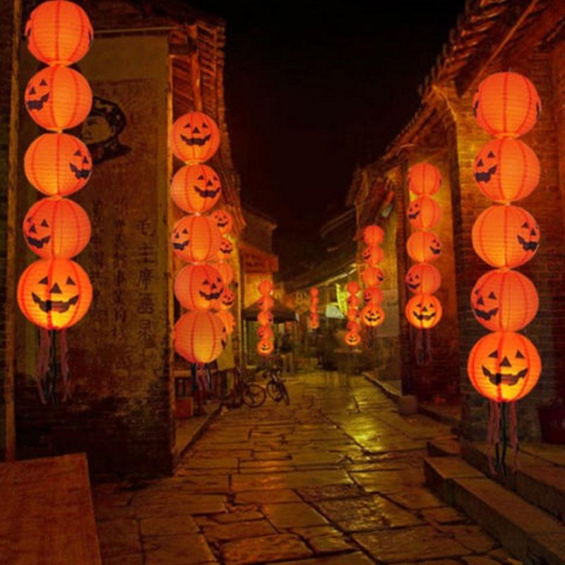 12" Paper Pumpkin Hanging Lantern Paper Lamp Halloween Party Fastival Prop Decor
