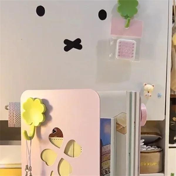 4pcsSet Four-leaf Clover Self-adhesive Hook Punch-free Wall Storage Hook for Study Dormitory Storage Supplies Student Stationery