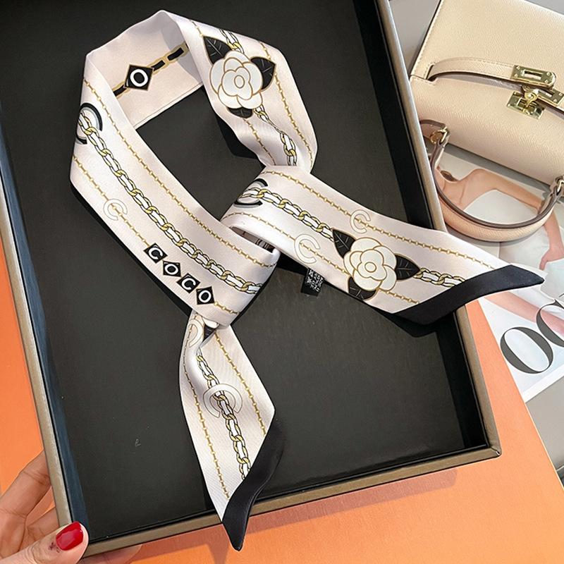 Роскошный 5*85см Стройная модель Характер Маленький платок Длинный шелковый платок Бандана Женский Универсальный Двусторонний Лента